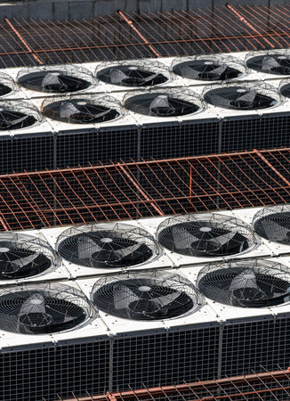 Large industrial air conditioners on rooftop