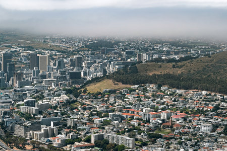 Cape Town cityscape, aerial view. City landscape with clouds.の写真素材