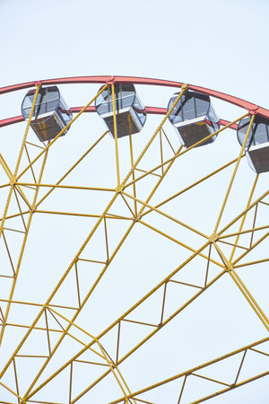 Ferris wheel cabins in the amusement park.