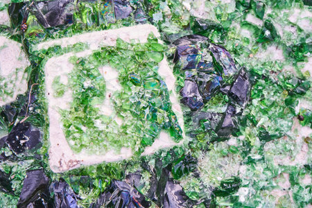 broken glass, green color abstract background.