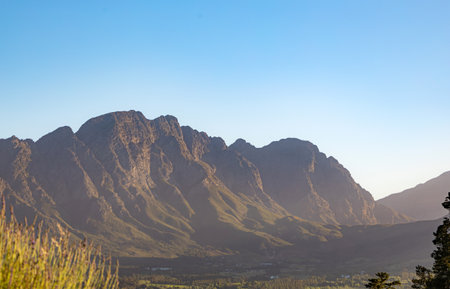African mountains at sunset. Golden hour natural landscape.の写真素材