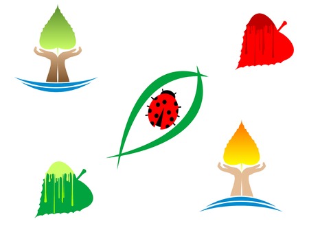 Colorful isolated nature icons for design and decorationのイラスト素材
