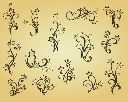 Set of vintage decorations in victorian style for ornate and design のイラスト素材