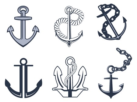 Set of anchorl symbols for design isolated on white backgroundのイラスト素材