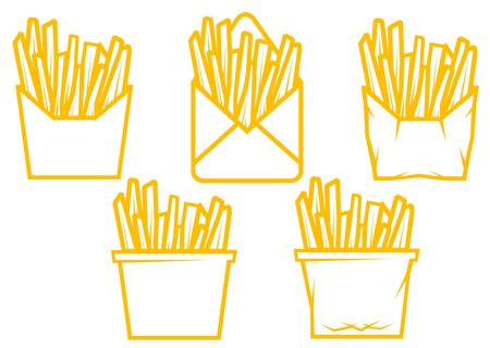 Set of fried potato symbols for fast food designのイラスト素材