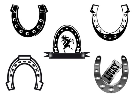 Set of horseshoes elements for design lucky conceptsのイラスト素材