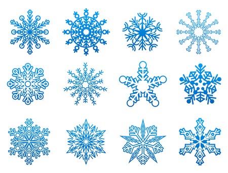 Set of snowflakes for design isolated on whiteのイラスト素材