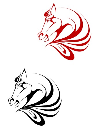 Horse tattoo symbol for design isolated on whiteのイラスト素材