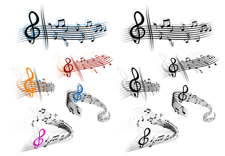 Notes with music elements as a musical background designのイラスト素材