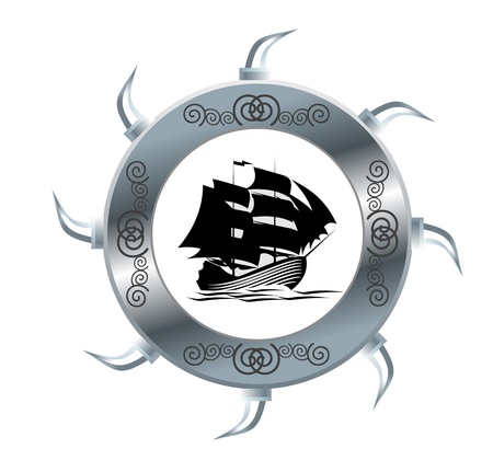 Ancient sail ship isolated on white for designのイラスト素材