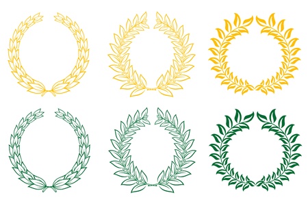 Set of gold and green laurel wreathsのイラスト素材