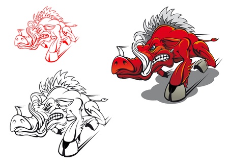 Wild running boar as a tattoo or mascotのイラスト素材