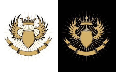 Heraldry elements with wings and ribbons for designのイラスト素材