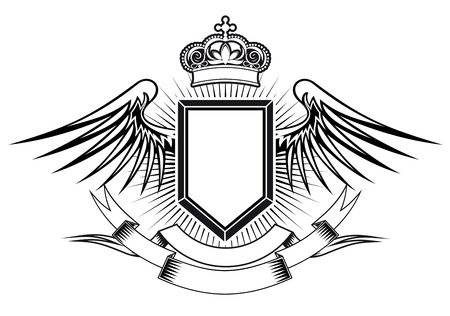 Heraldry elements with wings and ribbons for designのイラスト素材