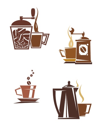 Coffee and tea symbols and icons for food designのイラスト素材