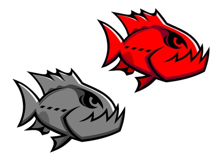 Danger piranha in cartoon styleのイラスト素材