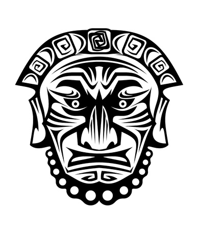 Ancient tribal religious mask isolated on whiteのイラスト素材