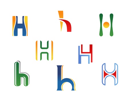 Set of alphabet symbols and elements of letter Hのイラスト素材