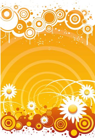 Summer floral background with flowers and sun lightsのイラスト素材