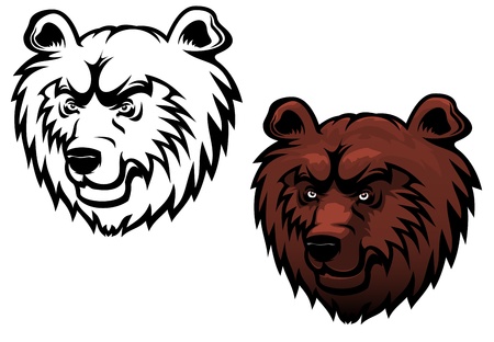 Wild kodiak bear as a mascot or tattoo isolated on whiteのイラスト素材