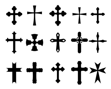 Set of religious cross symbols isolated on whiteのイラスト素材