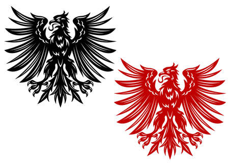 Red and black eagles for heraldry or tattoo designのイラスト素材