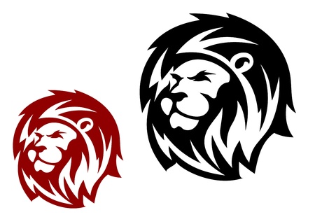 Lion head in two variations for heraldic or mascot designのイラスト素材