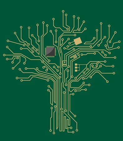 Motherboard tree on green background for technology concept designのイラスト素材