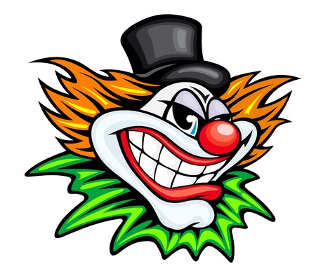Angry circus clown or joker in cartoon styleのイラスト素材