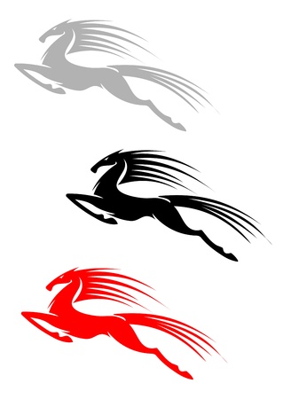 Jumping mustang symbol isolated on white background for mascot or emblem designのイラスト素材