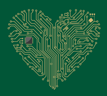 Motherboard computer heart for love concept design