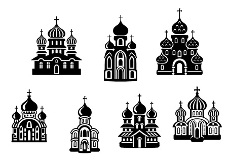 Churchs and temples set for religion designのイラスト素材