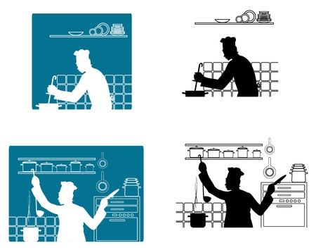 Chefs cooking on the kitchen for culinary conceptのイラスト素材