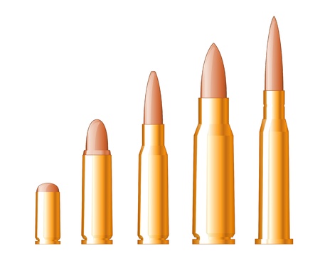 Set of gun bullets isolated on white backgroundのイラスト素材