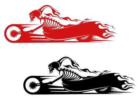 Death monster on motorcycle for biker and racer tattoo designのイラスト素材