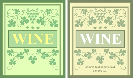 Wine labels with grape elements for beverage designのイラスト素材