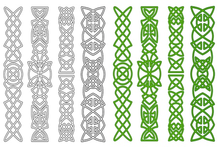 Green celtic ornaments and elements for medieval embellishmentsのイラスト素材