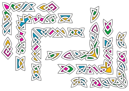 Celtic ornament patterns set with colorful elements for designのイラスト素材