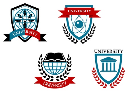 Set of university and education emblems isolated on white backgroundのイラスト素材