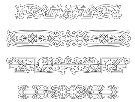 Retro ornaments and borders set in victorian styleのイラスト素材