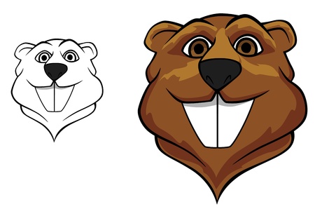 Beaver head in cartoon style for sport team mascot designのイラスト素材