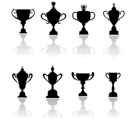 Sport trophies, awards and cups set isolated on white for success and victory concept design のイラスト素材