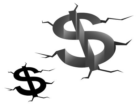 Dollar symbol in crash for american crisis conceptのイラスト素材
