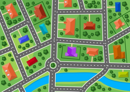 Map of little town or suburb village for real estate designのイラスト素材