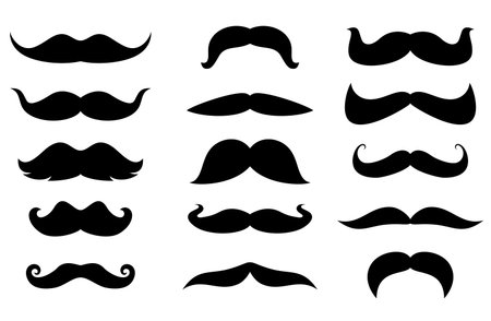 Set of man moustaches isolated on white backgroundのイラスト素材