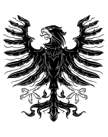 Black heraldic eagle in retro royal styleのイラスト素材