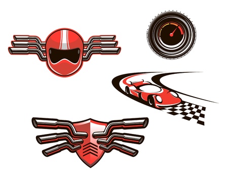 Elements and symbols of racing sport isolated on white backgroundのイラスト素材
