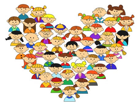 Love heart with childrens for friendship concept designのイラスト素材