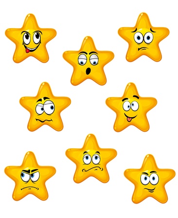 Cartoon stars set with different emotions for designのイラスト素材