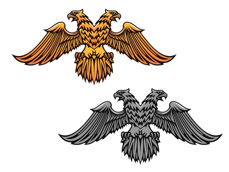 Double eagle mascot for heraldry or tattoo designのイラスト素材